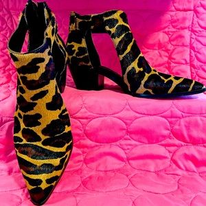 Open side leopard print booties.